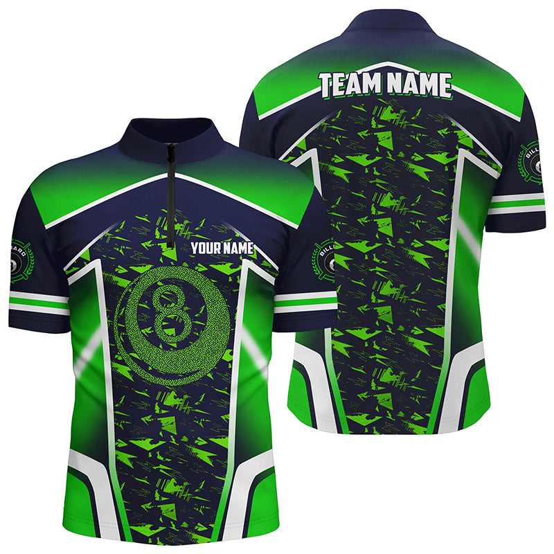 Customized 8 Ball Billiard Abstract Green 3D Men Quarter-Zip Shirts Best Billiard Uniform TDM0399