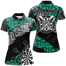 Load image into Gallery viewer, Custom Darts Shirts For Women Personalized Zig-Zag Pattern Dart Jerseys, Cool Dart Shirts |Turquoise TDM2792