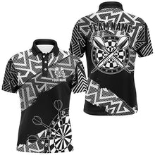 Load image into Gallery viewer, Custom Dart Shirts For Men Personalized Black White Zig-Zag Pattern Dart Jerseys, Cool Dart Shirts TDM2793