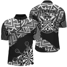 Load image into Gallery viewer, Custom Dart Shirts For Men Personalized Black White Zig-Zag Pattern Dart Jerseys, Cool Dart Shirts TDM2793