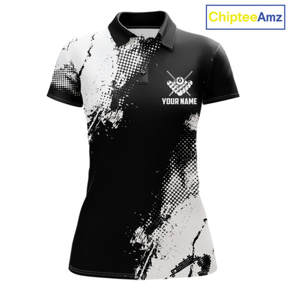 Black And White 8 Ball Billiard Jersey For Women Custom Billiard Tournament Shirt, Pool Team Jersey TDM7949