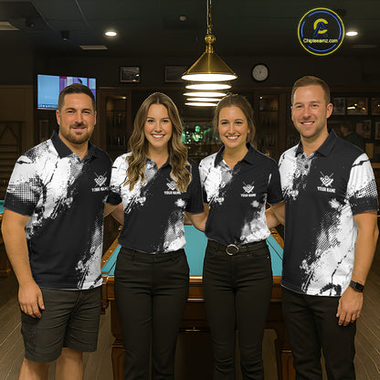 Black And White 8 Ball Billiard Jersey For Men Custom Billiard Tournament Shirt, Pool Team Jersey TDM7949
