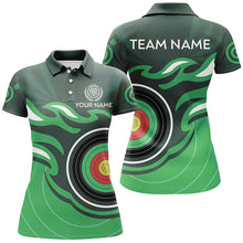 Load image into Gallery viewer, Personalized Green Archery Target Flame Women Polo &amp; 1/4 Zip Shirts, Archery Shirts For Team Jerseys TDM3035