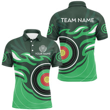 Load image into Gallery viewer, Personalized Green Archery Target Flame Men Polo &amp; 1/4 Zip Shirts, Archery Shirts For Team Jerseys TDM3035