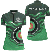 Load image into Gallery viewer, Personalized Green Archery Target Flame Women Polo &amp; 1/4 Zip Shirts, Archery Shirts For Team Jerseys TDM3035