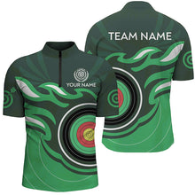 Load image into Gallery viewer, Personalized Green Archery Target Flame Men Polo &amp; 1/4 Zip Shirts, Archery Shirts For Team Jerseys TDM3035