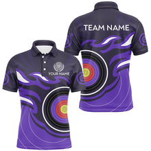 Load image into Gallery viewer, Personalized Purple Archery Target Flame Men Polo &amp; 1/4 Zip Shirts, Archery Shirts For Team Jerseys TDM3036