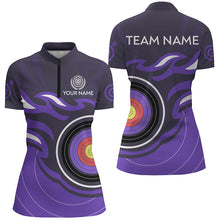 Load image into Gallery viewer, Personalized Purple Archery Target Flame Women Polo &amp; 1/4 Zip Shirts, Archery Shirts For Team Jerseys TDM3036