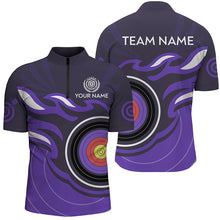 Load image into Gallery viewer, Personalized Purple Archery Target Flame Men Polo &amp; 1/4 Zip Shirts, Archery Shirts For Team Jerseys TDM3036
