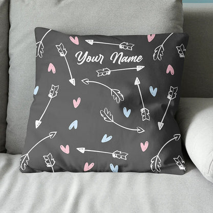 Personalized Archery Arrows And Hearts Throw Pillow Best Valentine Gifts TDM0784