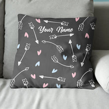 Load image into Gallery viewer, Personalized Archery Arrows And Hearts Throw Pillow Best Valentine Gifts TDM0784