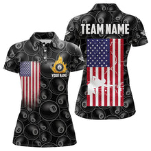 Load image into Gallery viewer, Personalized American Flag 8 Ball Pool Pattern Women Billiard Shirt, Patriotic Pool Billiard Jerseys TDM3282