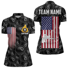 Load image into Gallery viewer, Personalized American Flag 8 Ball Pool Pattern Women Billiard Shirt, Patriotic Pool Billiard Jerseys TDM3282