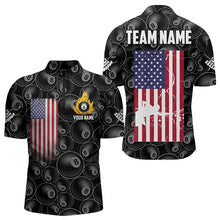 Load image into Gallery viewer, Personalized American Flag 8 Ball Pool Pattern Men Billiard Shirt, Patriotic Pool Billiard Jerseys TDM3282