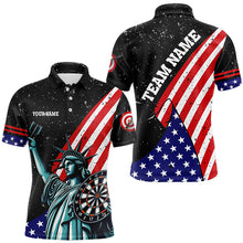 Load image into Gallery viewer, Personalized The Statue Of Liberty Black Darts Shirts For Men Custom Us Flag Patriotic Darts Jersey TDM3466
