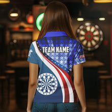 Load image into Gallery viewer, Personalized USA Flag Darts Polo &amp; Quarter Zip Custom Women Dart Shirt Patriotic American Dart Jersey TDM3468