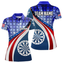 Load image into Gallery viewer, Personalized USA Flag Darts Polo &amp; Quarter Zip Custom Women Dart Shirt Patriotic American Dart Jersey TDM3468