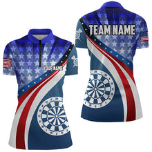 Load image into Gallery viewer, Personalized USA Flag Darts Polo &amp; Quarter Zip Custom Women Dart Shirt Patriotic American Dart Jersey TDM3468