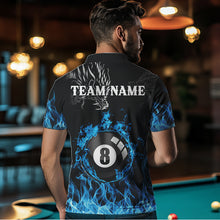 Load image into Gallery viewer, Personalized Blue Flaming Dragon 8 Ball Billiard Shirts For Men Custom Team League Billiard Jerseys TDM3471