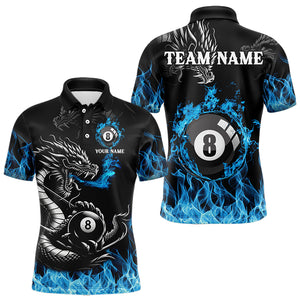 Personalized Blue Flaming Dragon 8 Ball Billiard Shirts For Men Custom Team League Billiard Jerseys TDM3471