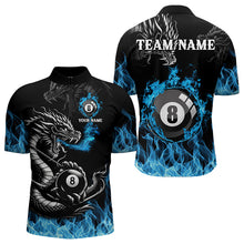 Load image into Gallery viewer, Personalized Blue Flaming Dragon 8 Ball Billiard Shirts For Men Custom Team League Billiard Jerseys TDM3471