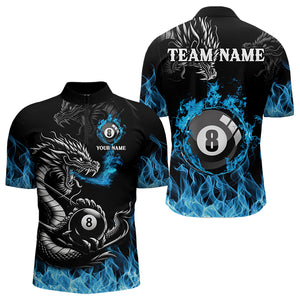 Personalized Blue Flaming Dragon 8 Ball Billiard Shirts For Men Custom Team League Billiard Jerseys TDM3471