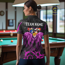 Load image into Gallery viewer, Black And Purple 8 Ball Wings Billiard Shirt For Women Custom Tribal Pool Jersey Team Polo &amp; 1/4 Zip TDM5774