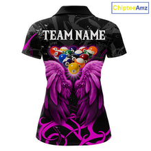 Load image into Gallery viewer, Black And Purple 8 Ball Wings Billiard Shirt For Women Custom Tribal Pool Jersey Team Polo &amp; 1/4 Zip TDM5774