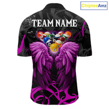 Load image into Gallery viewer, Black And Purple 8 Ball Wings Billiard Shirt For Men Custom Tribal Pool Jersey Team Polo &amp; 1/4 Zip TDM5774