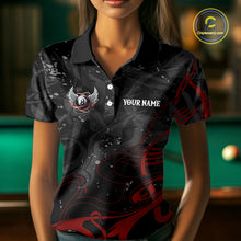 Load image into Gallery viewer, Black And Red 8 Ball Wings Billiard Shirt For Women Custom Tribal Pool Jersey Team Polo &amp; 1/4 Zip TDM5776