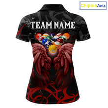 Load image into Gallery viewer, Black And Red 8 Ball Wings Billiard Shirt For Women Custom Tribal Pool Jersey Team Polo &amp; 1/4 Zip TDM5776