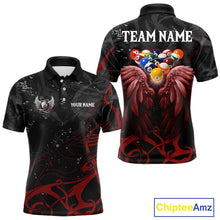 Load image into Gallery viewer, Black And Red 8 Ball Wings Billiard Shirt For Men Custom Tribal Pool Jersey Team Polo &amp; 1/4 Zip TDM5776