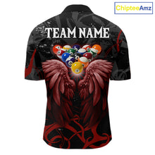 Load image into Gallery viewer, Black And Red 8 Ball Wings Billiard Shirt For Men Custom Tribal Pool Jersey Team Polo &amp; 1/4 Zip TDM5776