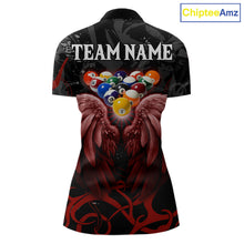 Load image into Gallery viewer, Black And Red 8 Ball Wings Billiard Shirt For Women Custom Tribal Pool Jersey Team Polo &amp; 1/4 Zip TDM5776