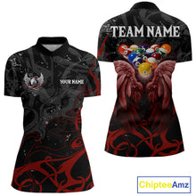 Load image into Gallery viewer, Black And Red 8 Ball Wings Billiard Shirt For Women Custom Tribal Pool Jersey Team Polo &amp; 1/4 Zip TDM5776