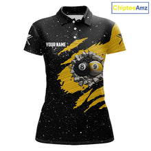 Load image into Gallery viewer, Yellow Black Grunge US Flag 8 Ball &amp; 9 Ball Pool Women's Billiard Shirt Custom Billiard Team Jersey TDM5777