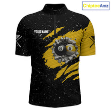 Load image into Gallery viewer, Yellow Black Grunge US Flag 8 Ball &amp; 9 Ball Pool Men's Billiard Shirt Custom Billiard Team Jersey TDM5777