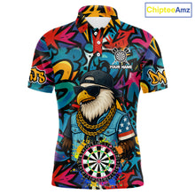 Load image into Gallery viewer, Funny Eagle Colorful Graffiti Darts Shirt For Men Custom Darts Jersey Team Polo &amp; 1/4 Zip TDM5783