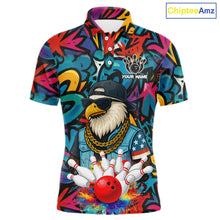 Load image into Gallery viewer, Funny Eagle Colorful Graffiti Bowling Shirt For Men Custom Bowling Team Jersey Polo &amp; 1/4 Zpip TDM5784