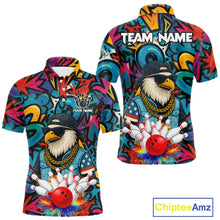 Load image into Gallery viewer, Funny Eagle Colorful Graffiti Bowling Shirt For Men Custom Bowling Team Jersey Polo &amp; 1/4 Zpip TDM5784