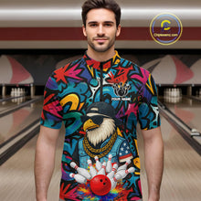 Load image into Gallery viewer, Funny Eagle Colorful Graffiti Bowling Shirt For Men Custom Bowling Team Jersey Polo &amp; 1/4 Zpip TDM5784
