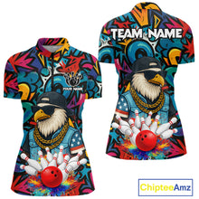 Load image into Gallery viewer, Funny Eagle Colorful Graffiti Bowling Shirt For Women Custom Bowling Team Jersey Polo &amp; 1/4 Zpip TDM5784
