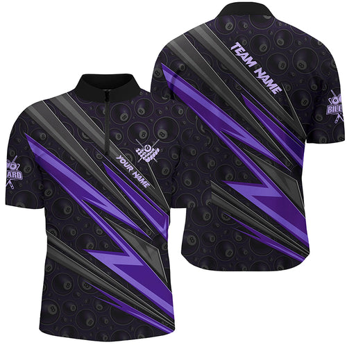 Personalized Name Purple Billiard Jerseys For Men Best Custom Pool Team Quarter-Zip Shirts TDM1291