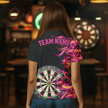 Load image into Gallery viewer, Pink Fire Flame Dart Board 3D Printed Men Darts Polo Shirts Custom Team Name Darts Jerseys Uniform TDM1294
