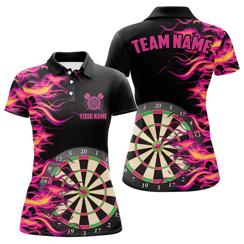 Pink Fire Flame Dart Board 3D Printed Men Darts Polo Shirts Custom Team Name Darts Jerseys Uniform TDM1294