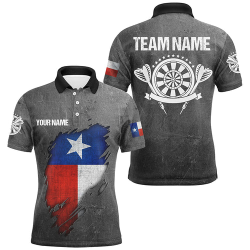 Personalized Retro Grunge Texas Darts Men Polo Shirts Custom Patriotic Texas Flag Darts Jerseys TDM1491