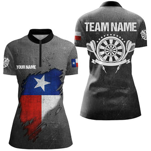 Retro Grunge Texas Darts Women Quarter-Zip Shirts Custom Patriotic Texas Flag Darts Jerseys TDM1491