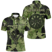 Load image into Gallery viewer, Custom Grunge Green Camo Darts Arrow Shirts For Men, Retro Darts Jerseys, Father&#39;s Day Darts Gifts TDM1660