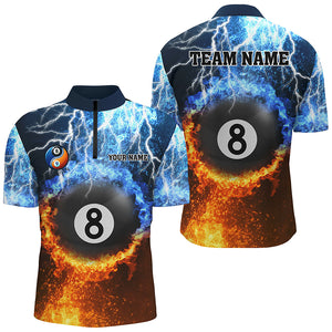 Fire And Water 8 Ball Pool Thunder Lightning Custom Men Billiard Shirts, Funny Billiard Jerseys TDM2072