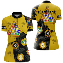 Load image into Gallery viewer, Personalized Yellow Black Funny Billiard Balls Pool Shirts For Women, Best Billiard Team Shirts TDM2073